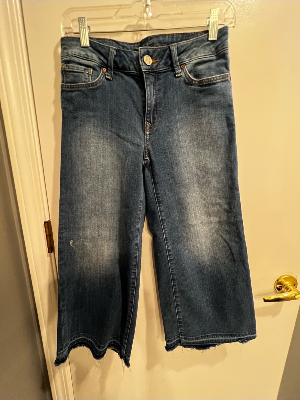 Mavi Women's Cropped Wide-Leg Jeans in Medium Blue Wash